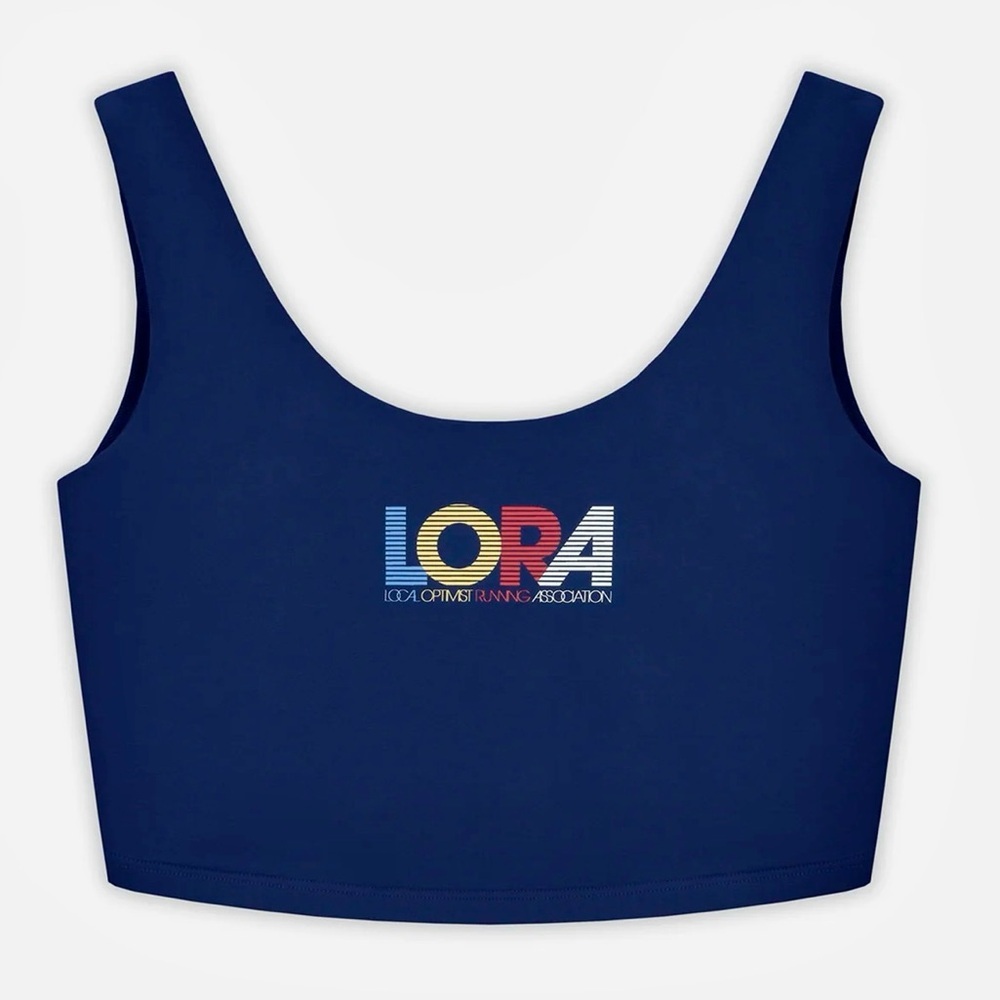 NWT MadHappy Local Optimist Run Club Top Biker Athletic Tank in Starry Blue Navy
